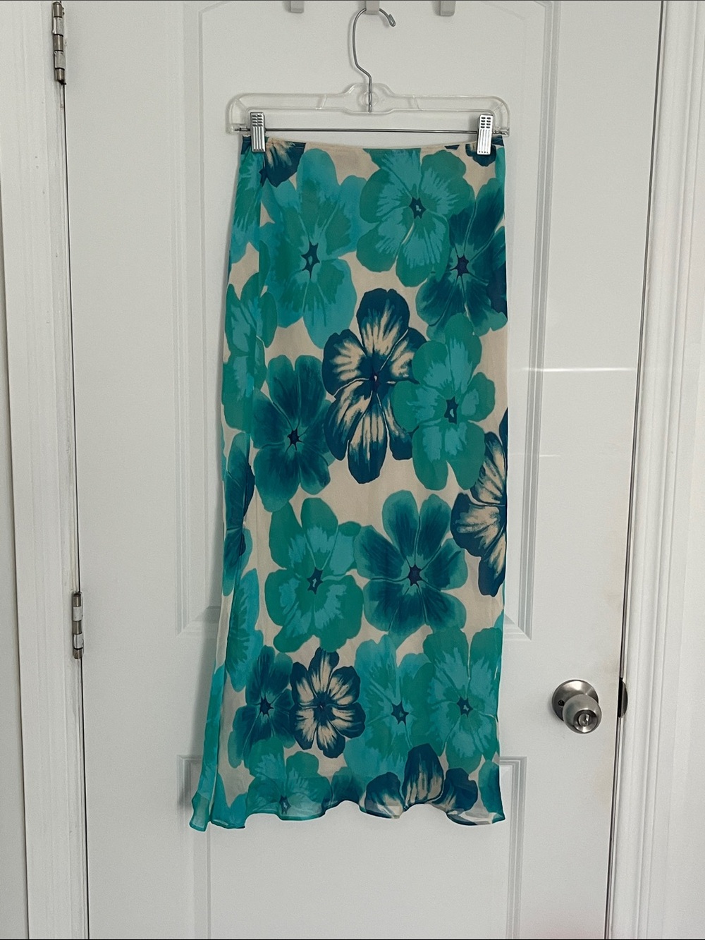 Express Teal Floral Maxi Skirt